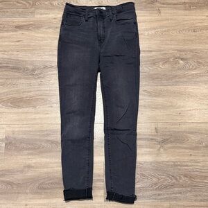 Madewell Dark Gray 10” High Rise Skinny Jeans with Raw Edge